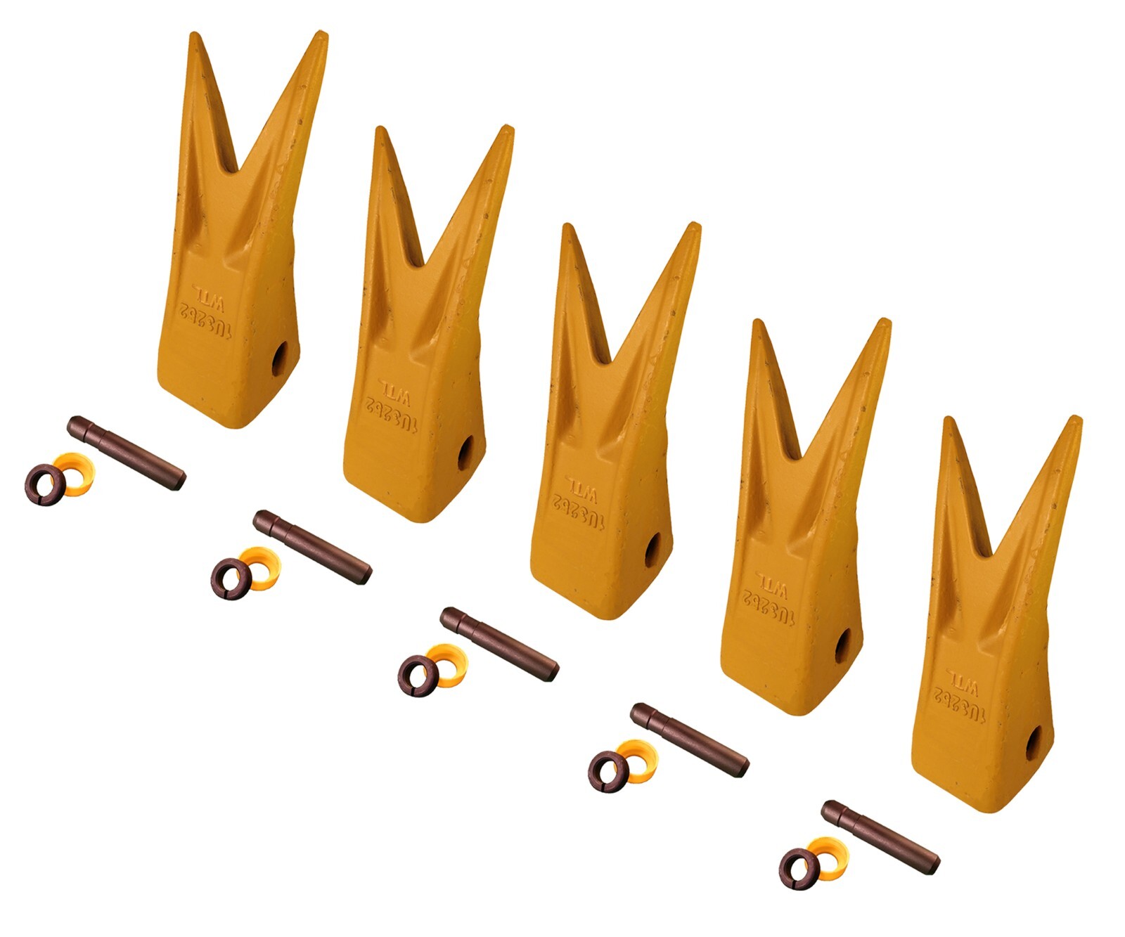 5 Cat J225 Style Twin Tiger Rock Teeth, 135-8228 with Pins & Retainers