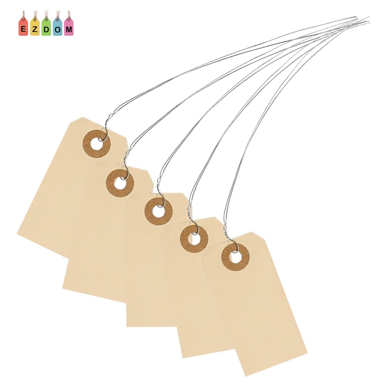 Shipping Tags with Wire Ties #1-2 3/4” x 1 3/8” – 250 Blank Manilla Tags with…
