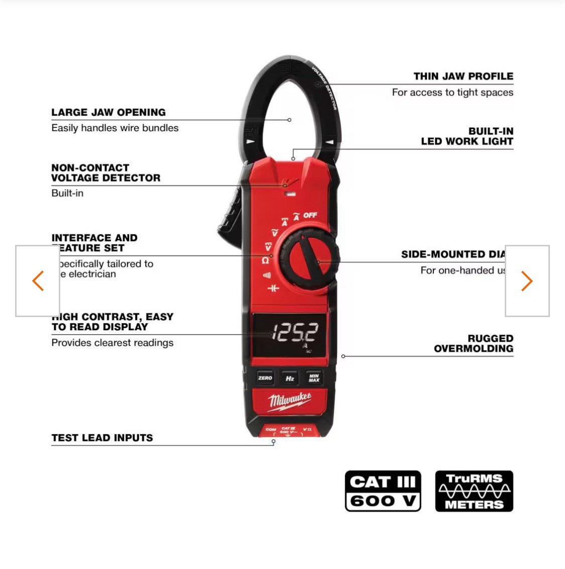 milwaukee 600a clamp meter for hvac/r 2237- 20