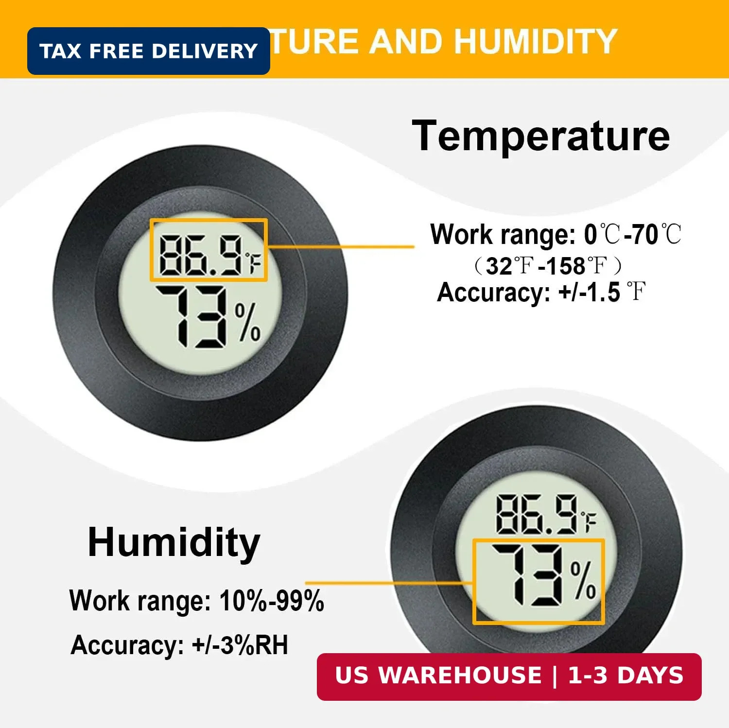 JEDEW 2 Pack Hygrometer Thermometer Digital Humidity Meter Indoor/Outdoor Humidi