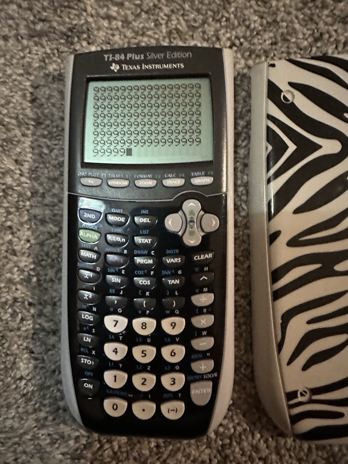 Texas Instruments TI-84 Plus Silver Edition Graphing Calculator Zebra Cover