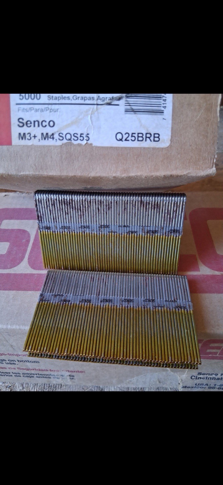 (Case of 5,000) Senco Q25BRB 7/16″ Crown 2-1/2″ Leg 15 Ga Bright Basic (NEW)