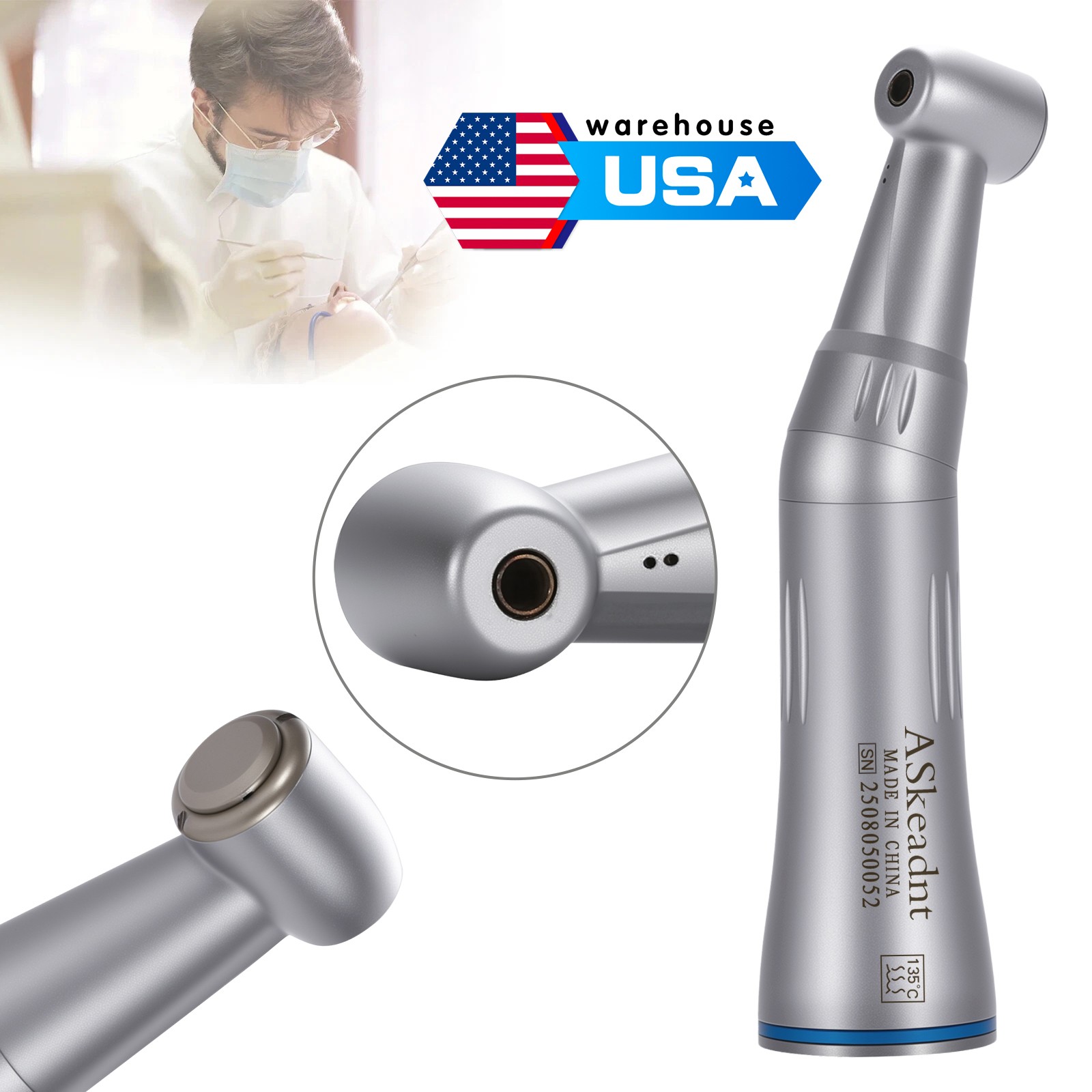 Dental Internal Water Spray Contra Angle E-type Low Speed Handpiece