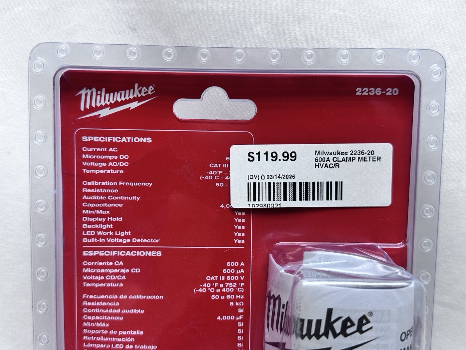 Milwaukee 2236-20 Clamp Meter for HVAC/R – Red