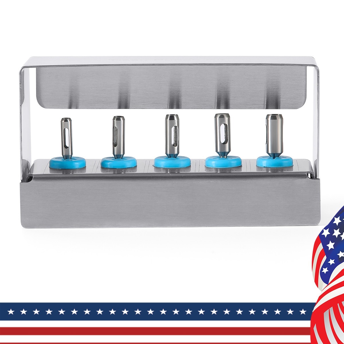 5 Pcs Dental Implant Tissue Punch Kit set Surgical Surgery With Box Holder