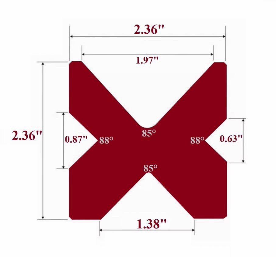 NEW 16.33″ Press Brake Die 2.36″ sq. – V Openings:1.97″ 1.38″ 0.87″ and 0.63″