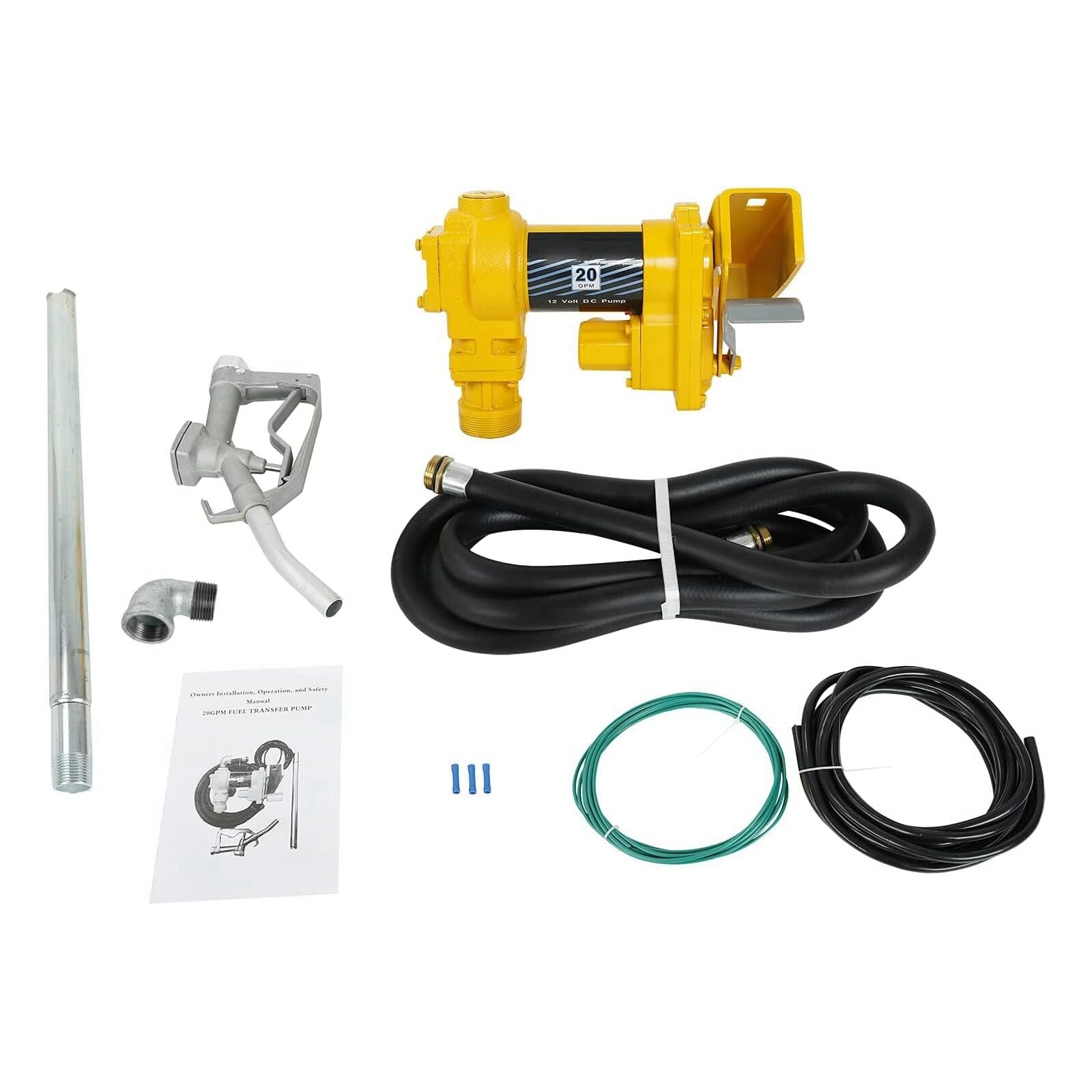 Fuel Transfer Pump Gasoline Pump 20GPM 12V with Hose & Nozzle for Diesel