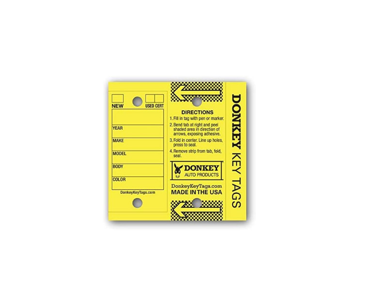Key Tags Laminated Self-Protecting 250 Tags Per Box with Metal Rings Yellow NEW