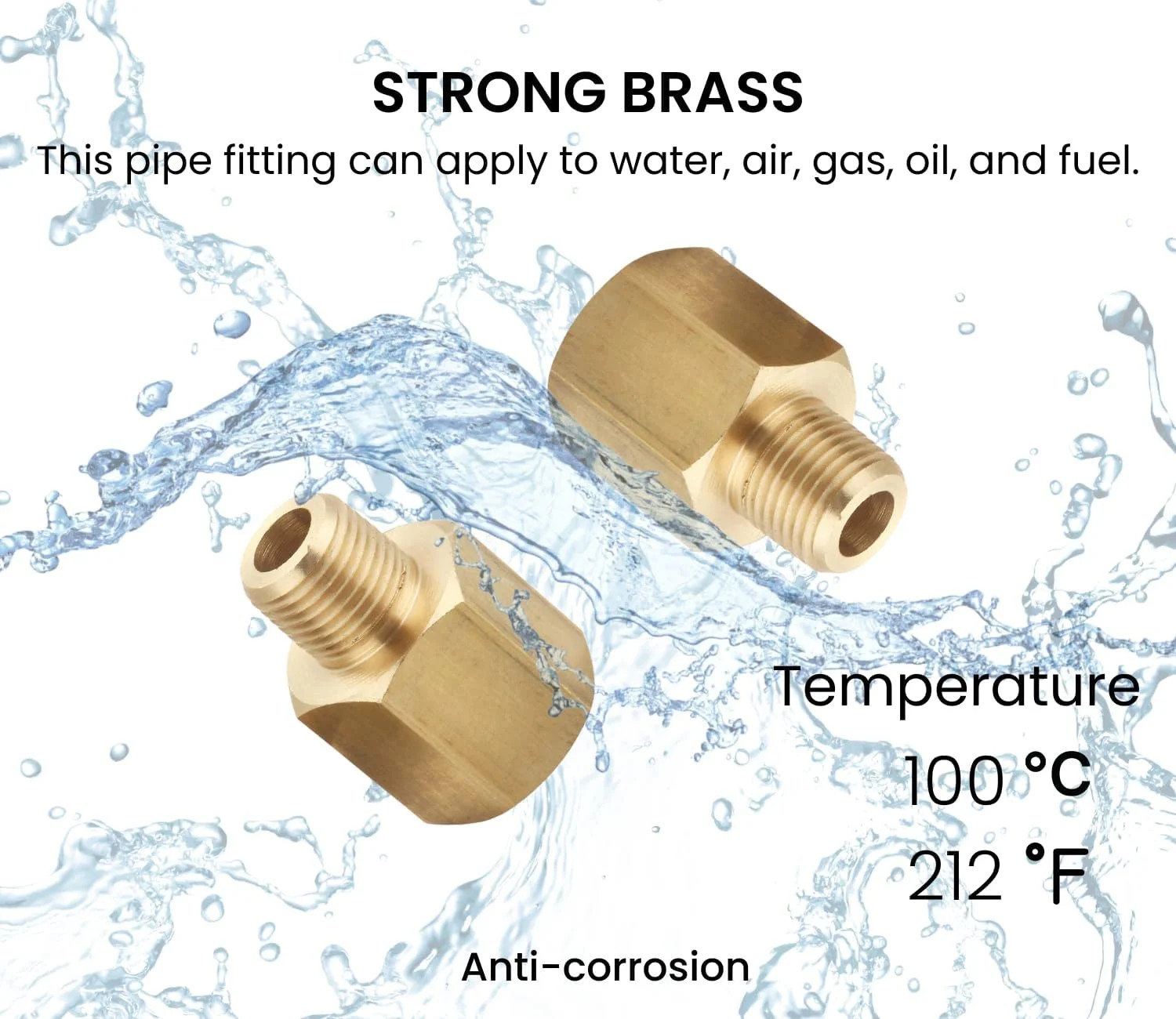 3/8″ NPT Female to 1/4″ NPT Male Brass Pipe Fitting Reducer Adapter, 2 PCS | Thr