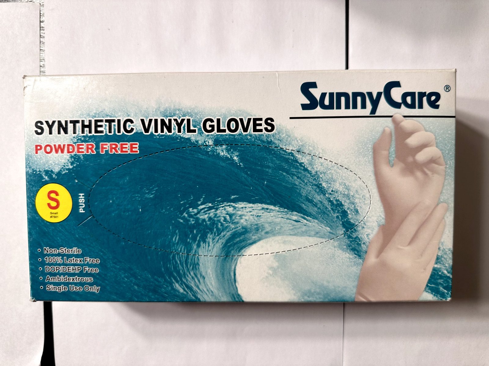 100 SunnyCare #7501 Synthetic Vinyl Gloves Powder Free (Latex/DOP Free) – S