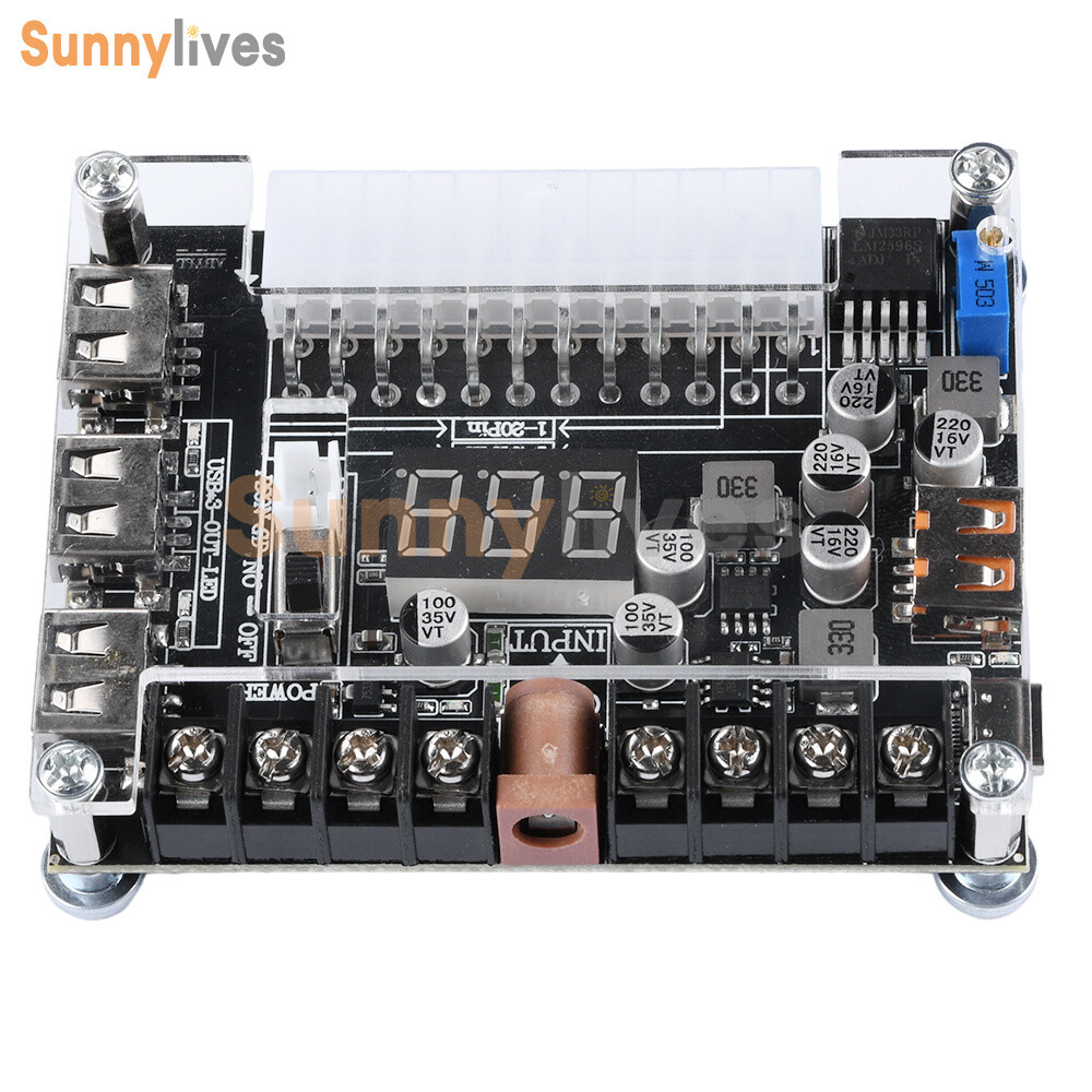 20Pin 24Pin ATX Power Supply Breakout Board Adjustable Voltage Module + Case DIY