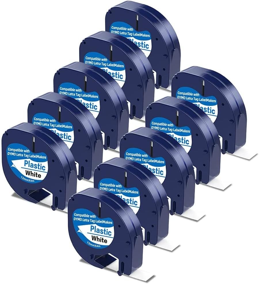 10PK Dymo LetraTag Refills White Plastic 91331 for LetraTag Label Maker LT-100H