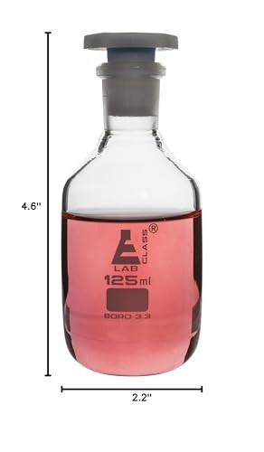 EISCO 125mL (4.2oz) Glass Reagent Bottle with Acid Proof 4.2 Ounces, Clear