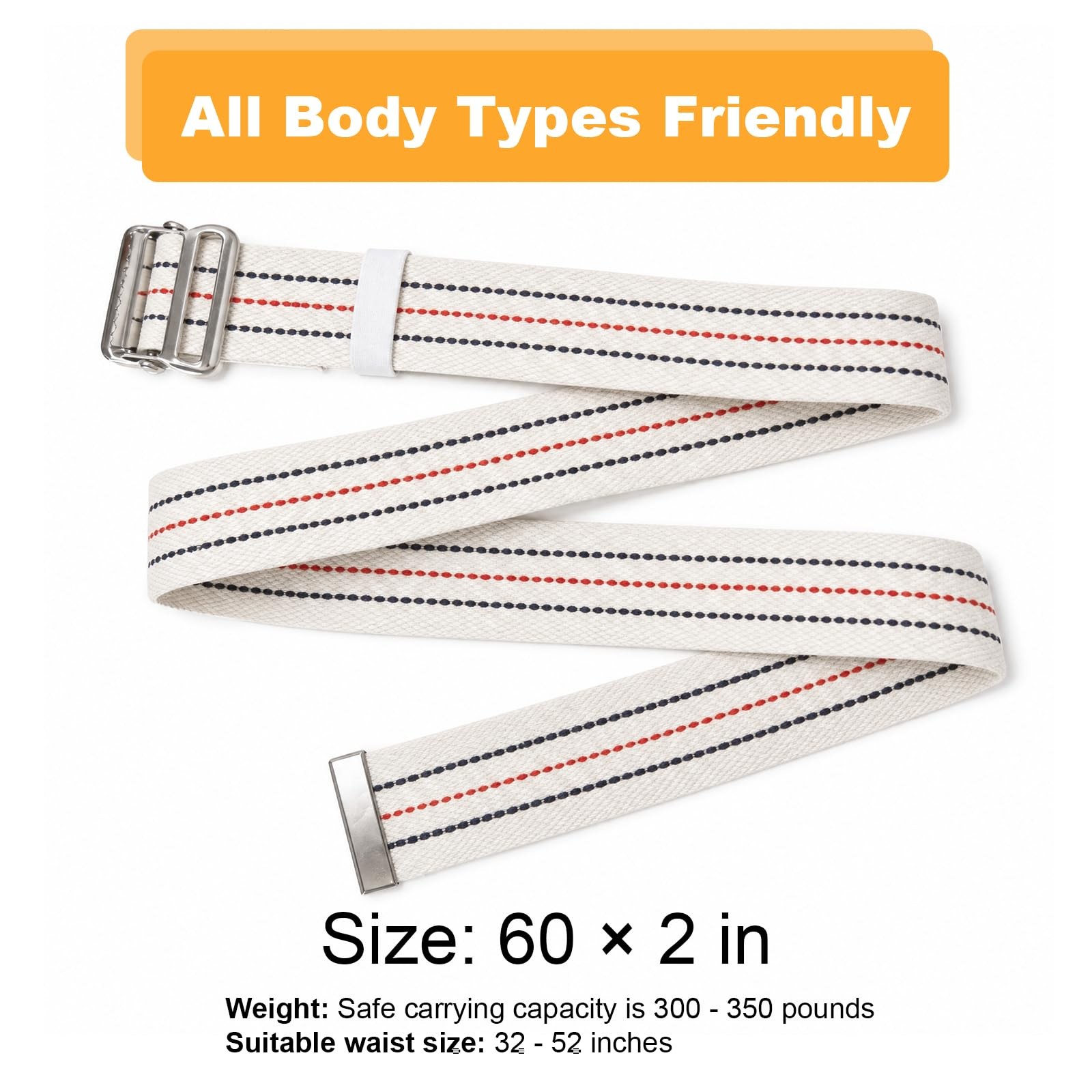 60×2 Inch Gait Belt for Seniors, Gate Belts Medical Elderly, Light Beige