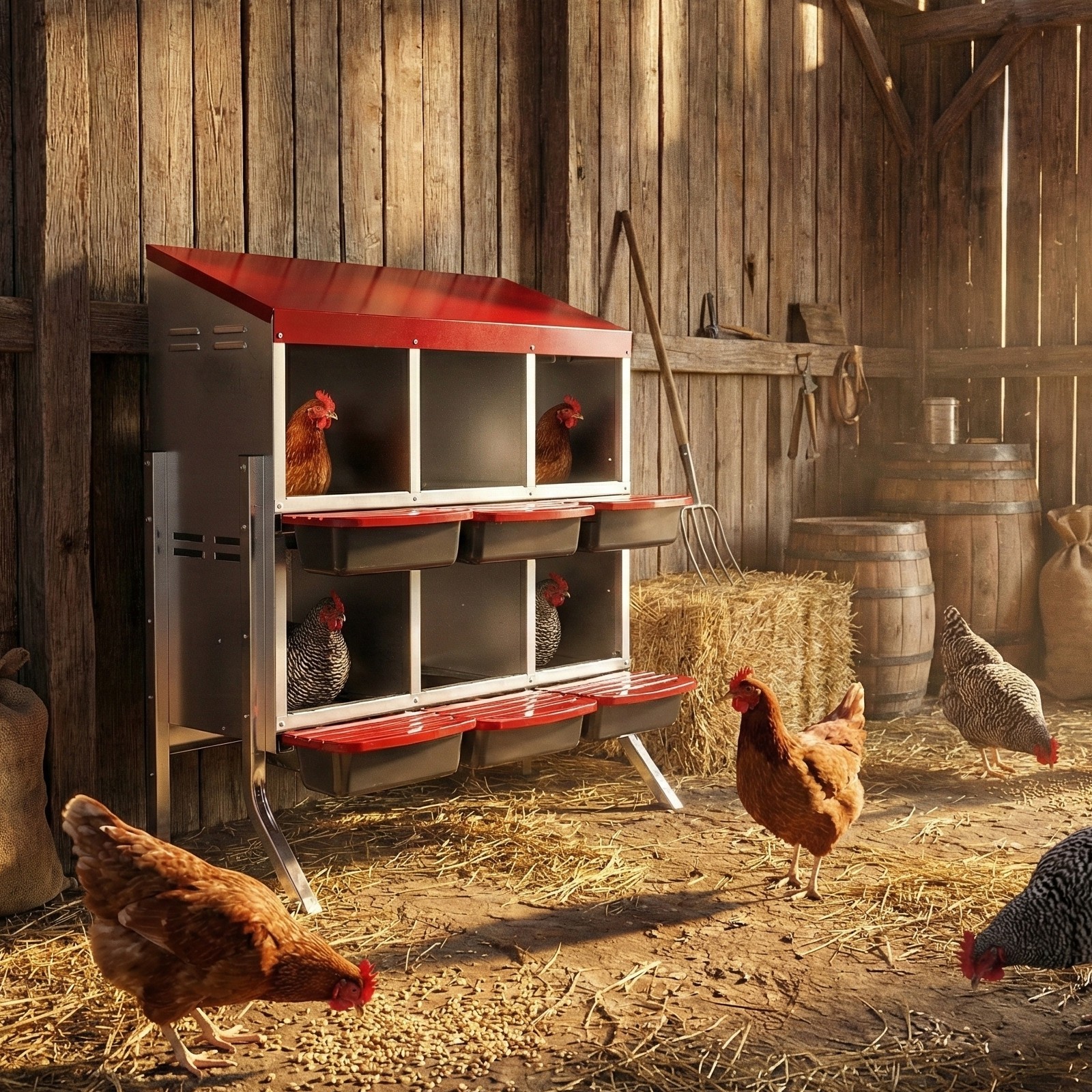 Wall Mount Chicken Nesting Box 6 Compartment Nesting Box Laying Eggs Brooder Box