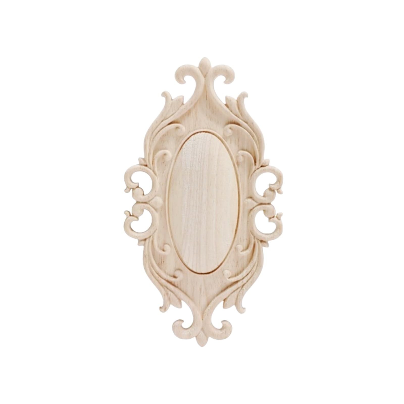 1 PC Hand Wooden Carved Appliques Onlays Oval 20x11cm 7.87×4.33 Inch #04