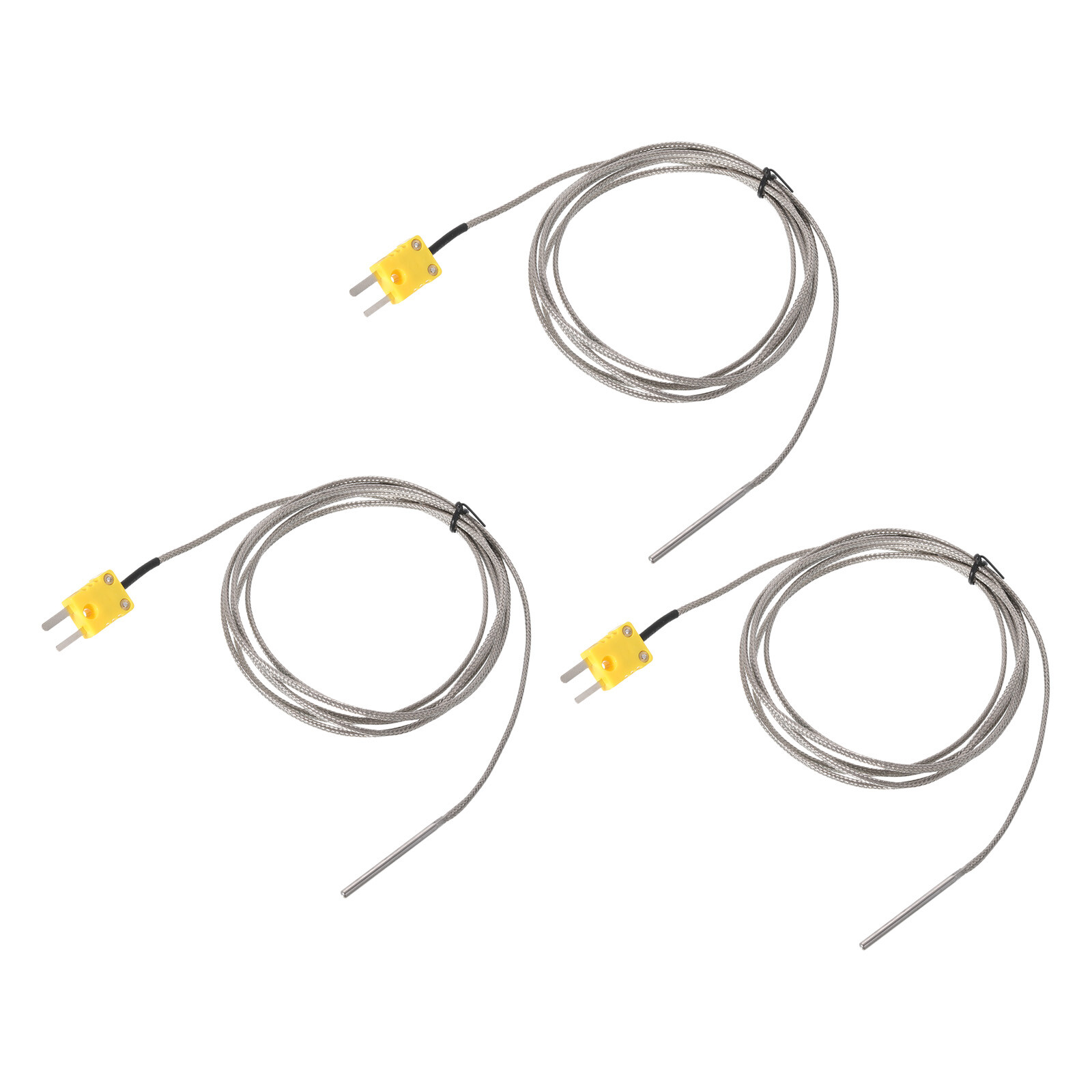 3pcs K Type Thermocouple with Mini Connector Plug Temperature Sensor Probe 6.6ft
