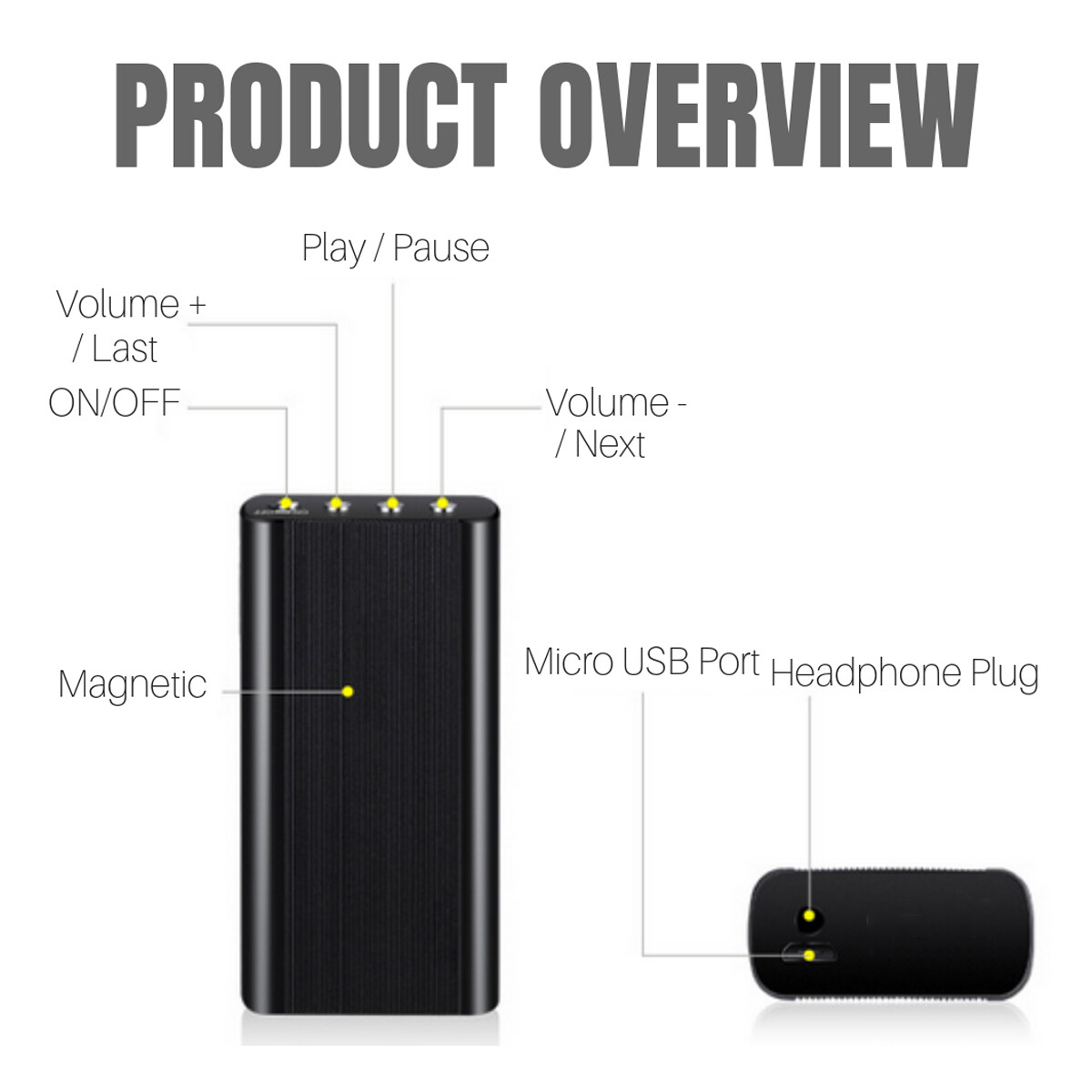 16GB Mini Digital Voice Activated 500 Hr Audio Recorder Magnetic MP3 Player