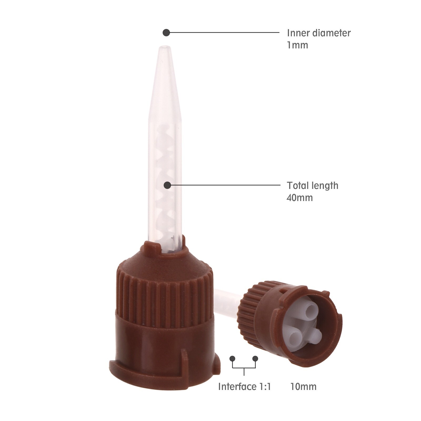 Dental HP Mixing Tips For Temporary Cement Material Brown/White (Short) 1:1 50