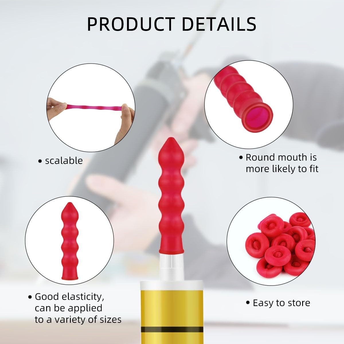 20 Pack Caulk Saver Caps – Seal and Preserve Open Caulking Tubes – Red