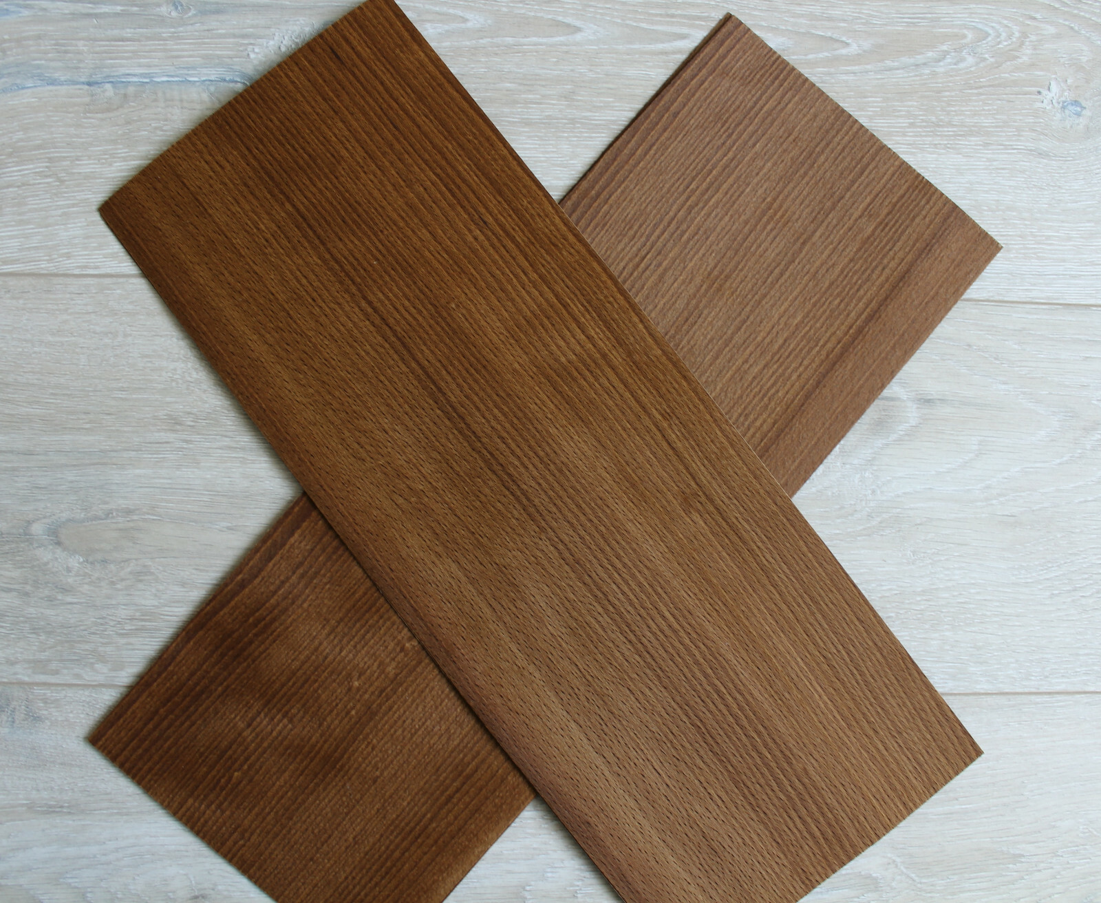 Beech Fumé wood veneer, 2 sheets, ~ 18.1 x 6.88″ (46 x 17.5cm), 0.55mm (~1/45″)