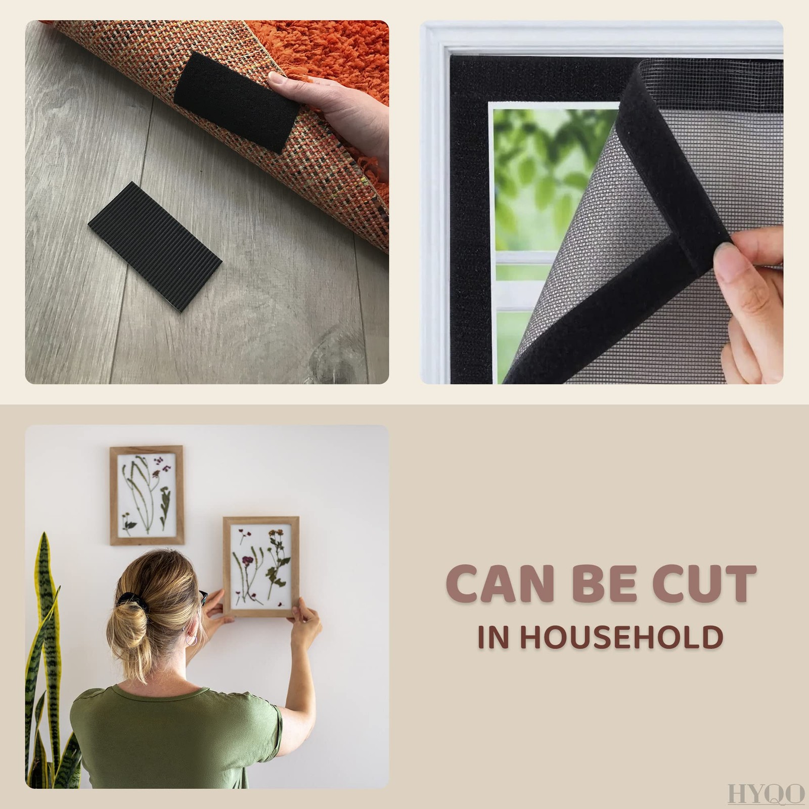 4 Inch Hook and Loop Tape Black (4″x12″) – Non Adhesive Strips for Quick & Ea…