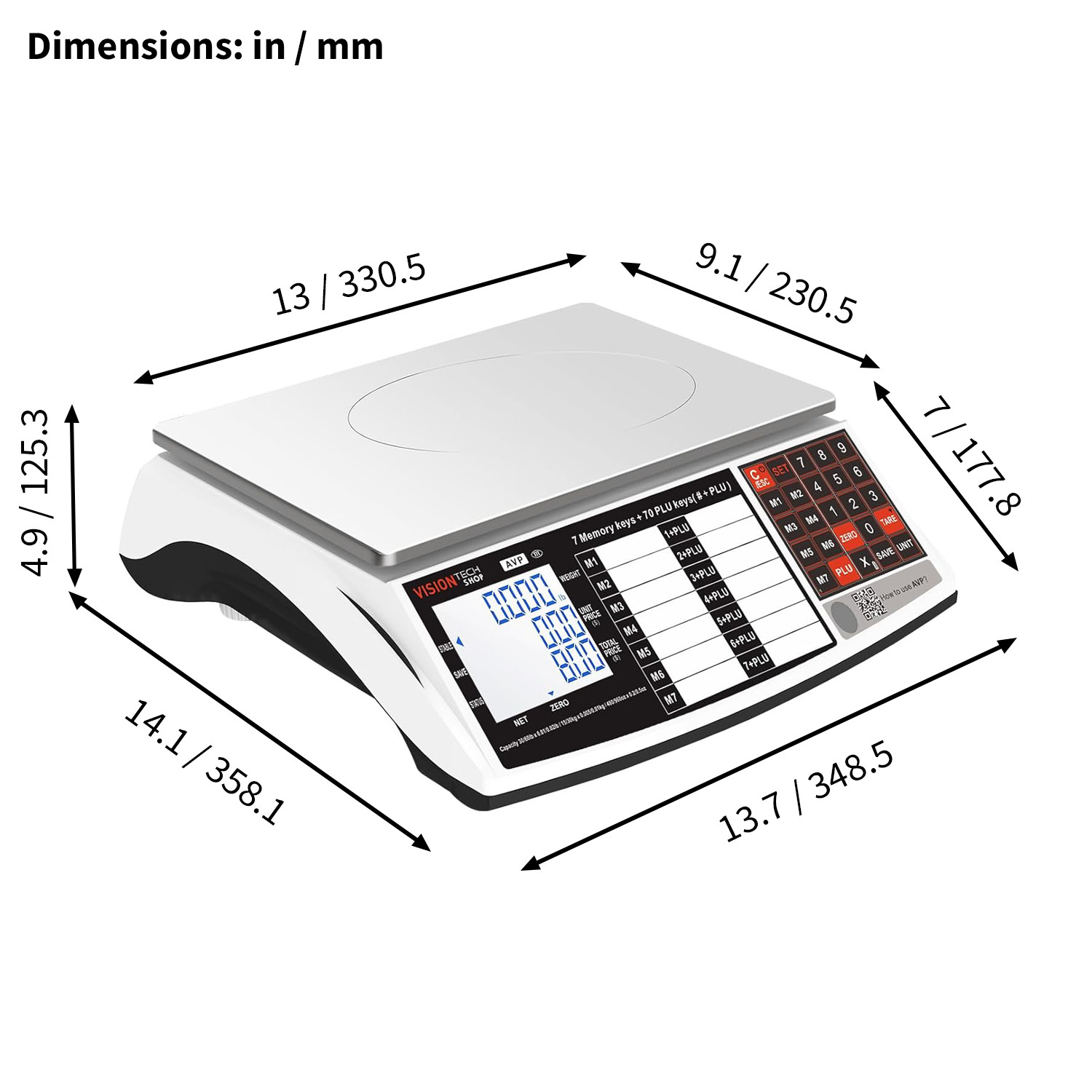 VisionTechShop AVP Price Computing Scale, 30/60lb x 0.01/.02lb, Legal for Trade