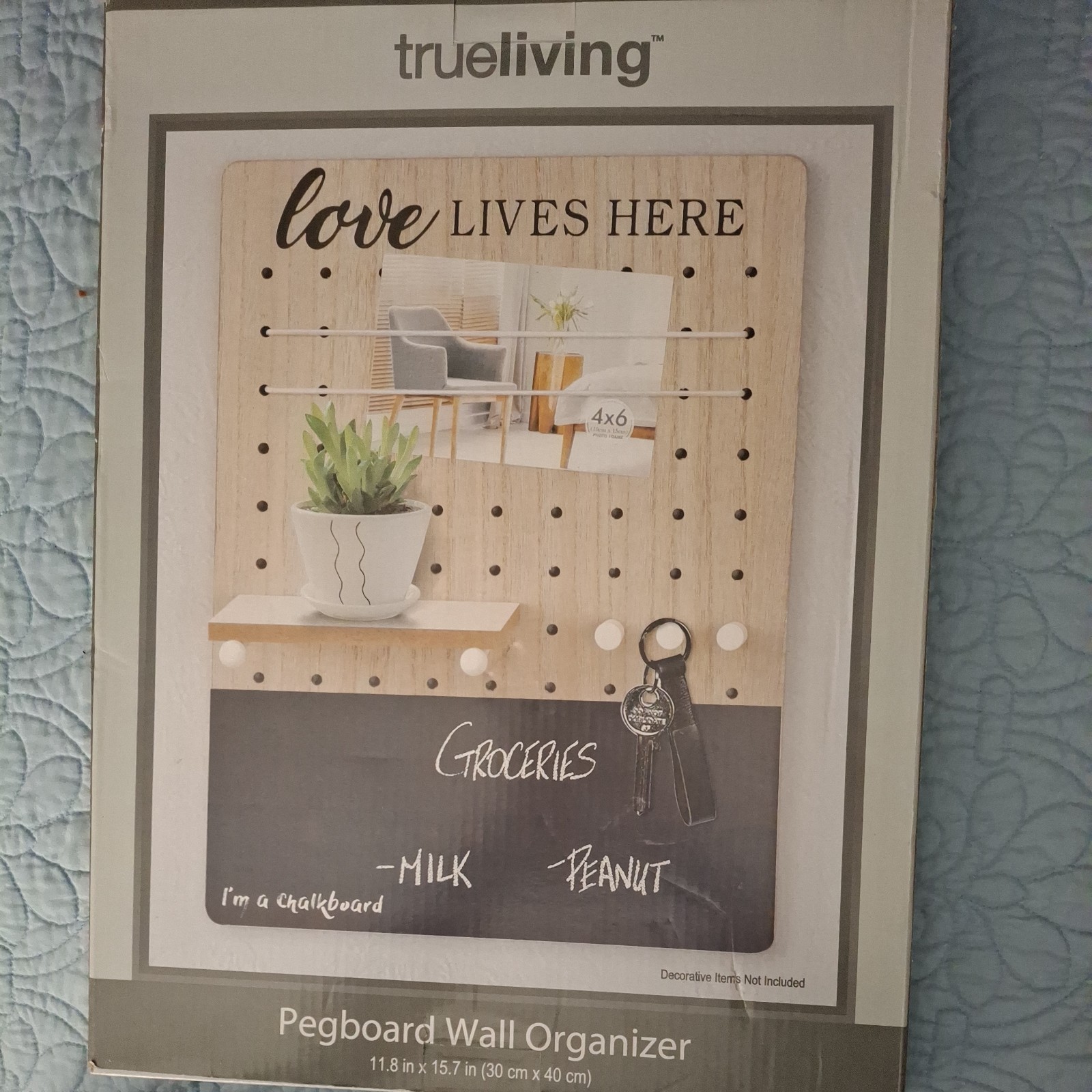 Trueliving Pegboard Wall Organizer Chalkboard 11.8in X 15.7in