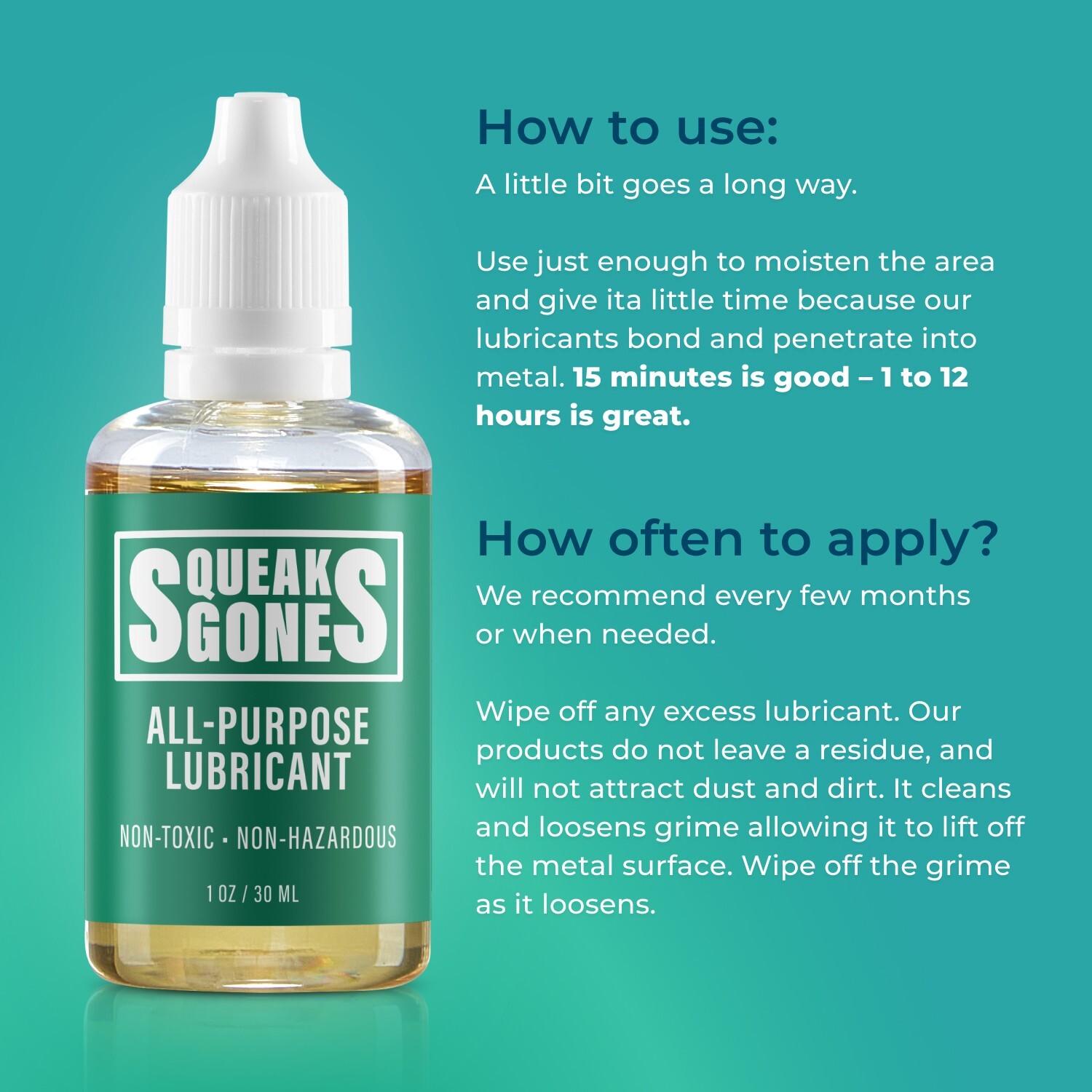 SqueaksGone – All-Purpose/Multi-Use Lubricant 1oz – No Odor, No-Toxic, No-Hazard