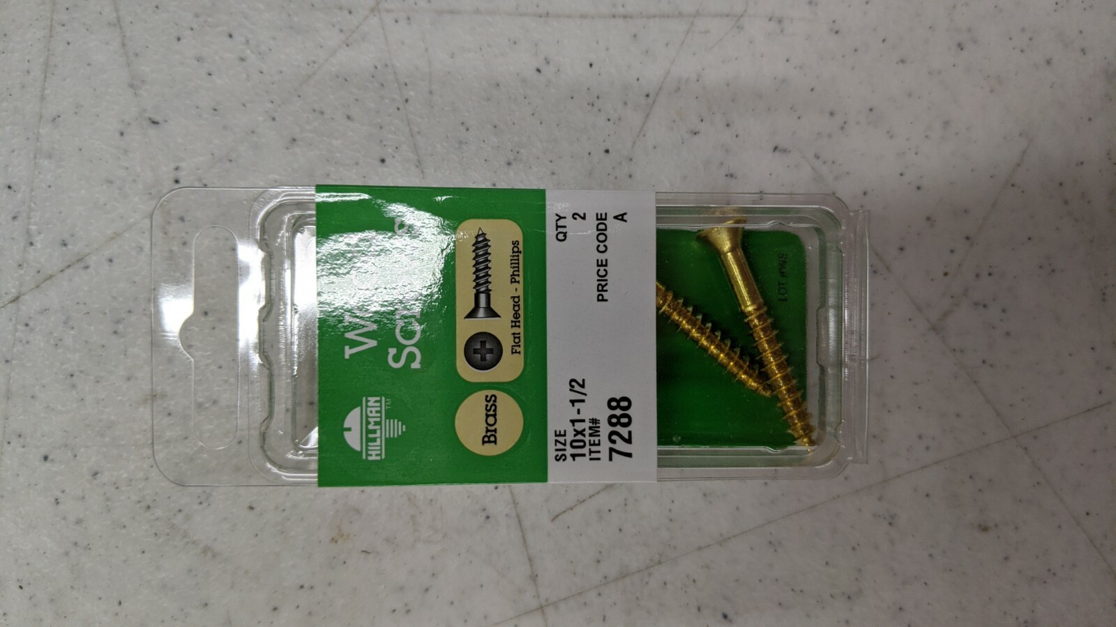 10 pk of 2 pc 10 x 1 1/2 Brass Flat Head Phillips Wood Screws