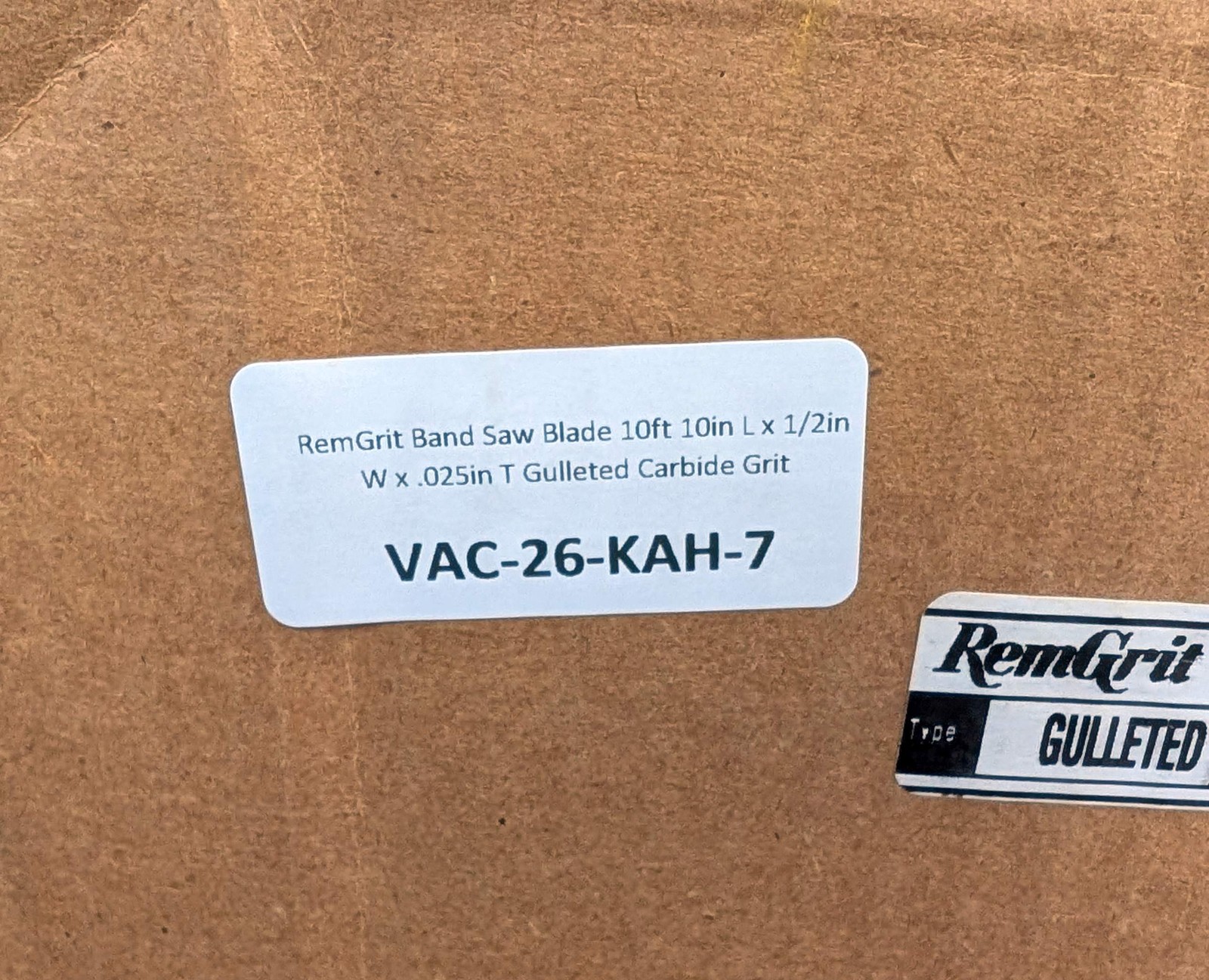 RemGrit Band Saw Blade 10ft 10in L x 1/2in W x .025in T Gulleted Carbide Grit