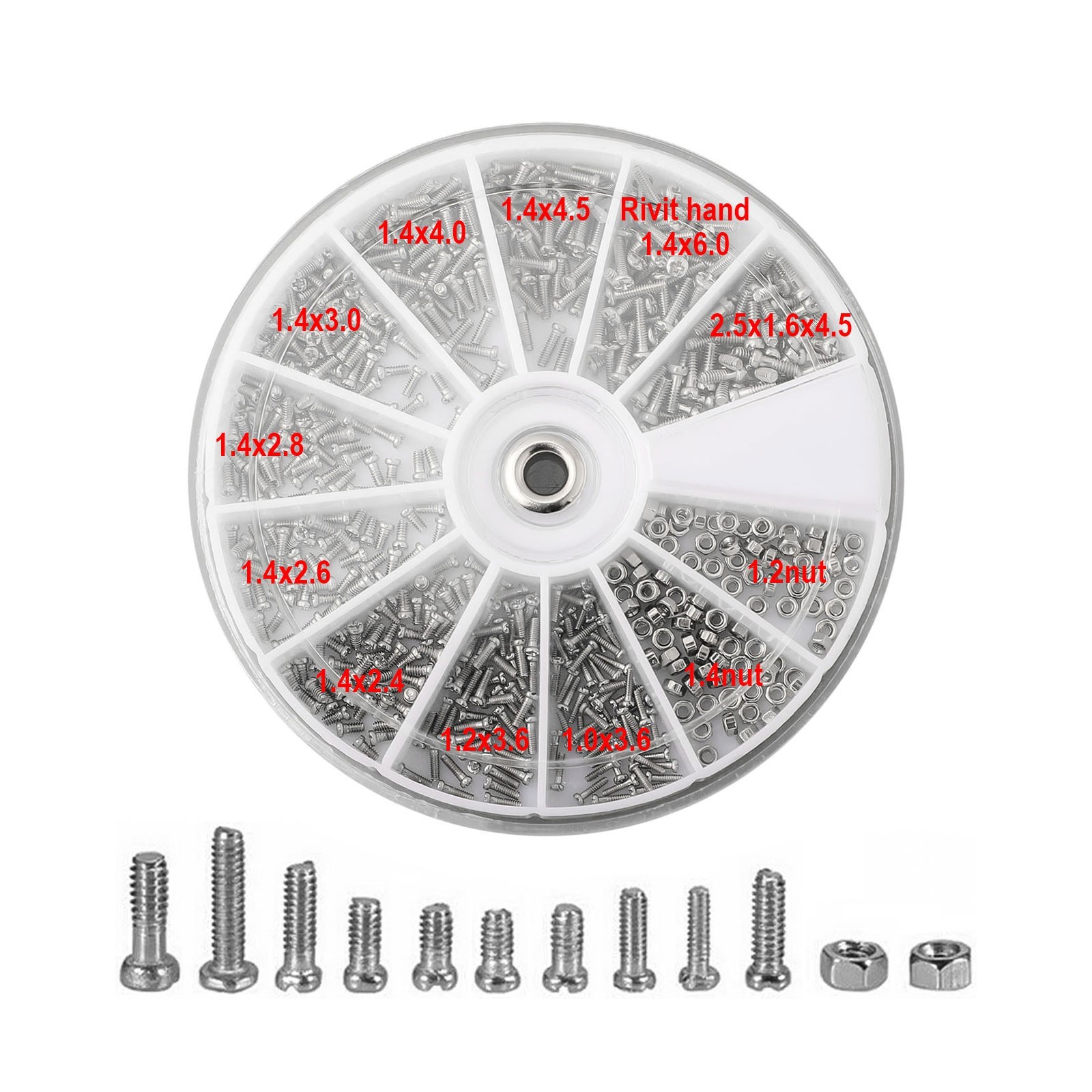 600Pcs Stainless Steel Nuts Bolts small Screws Kits Assorted M1/M1.2/M1.4
