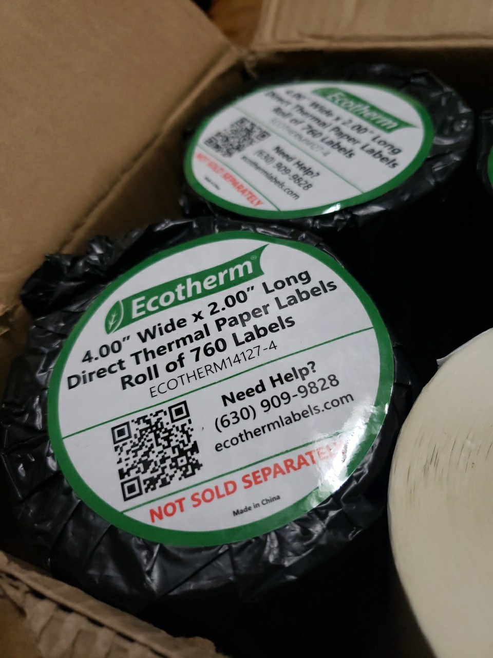 Ecotherm 4×2 Thermal Labels 4 Rolls x 760 Labels Fits Zebra, Rollo, Datamax, TSC