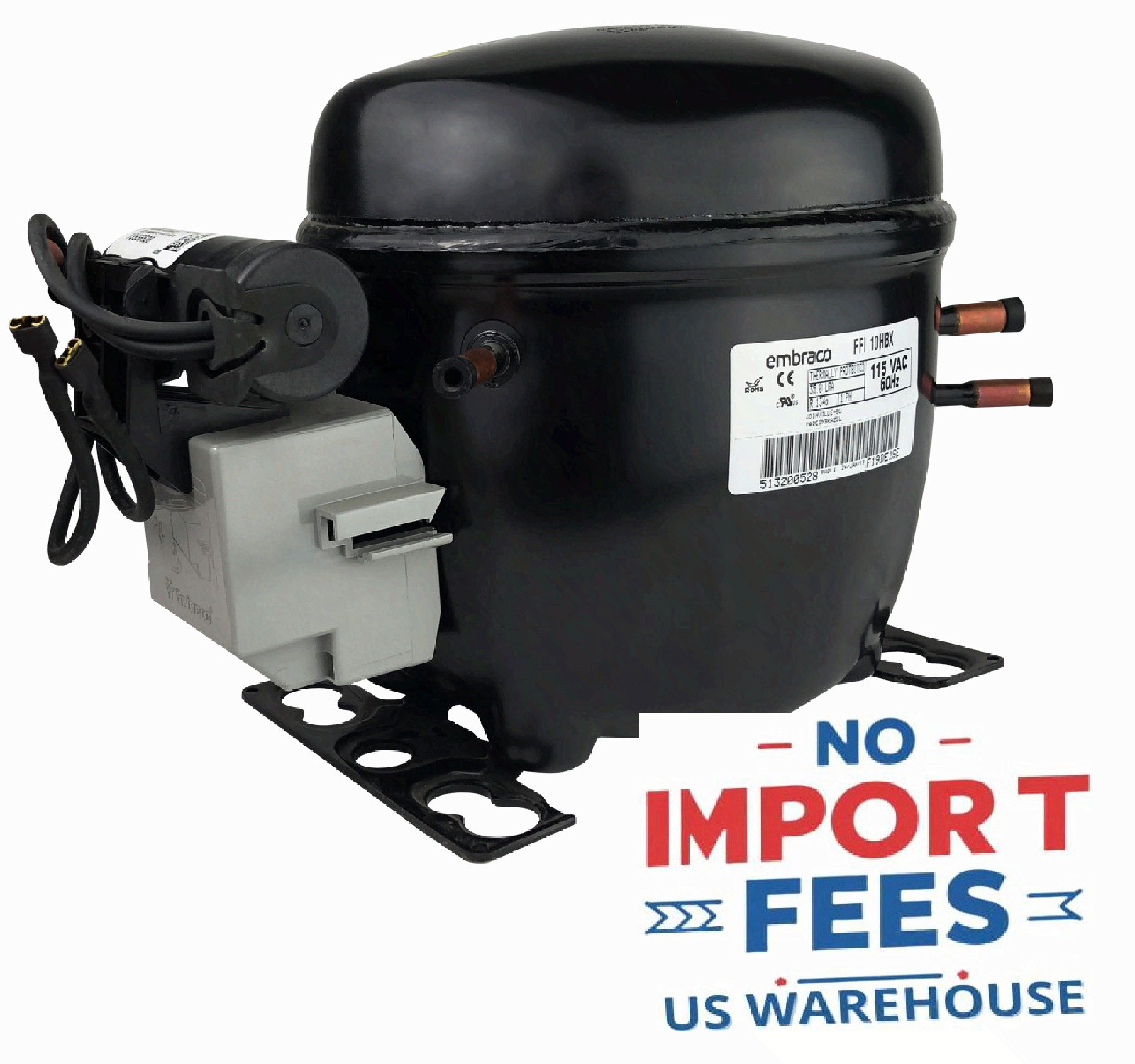 Embraco FFI10HBX Refrigeration Compressor 1/3HP 115V R134a 4400 BtuH CSIR New