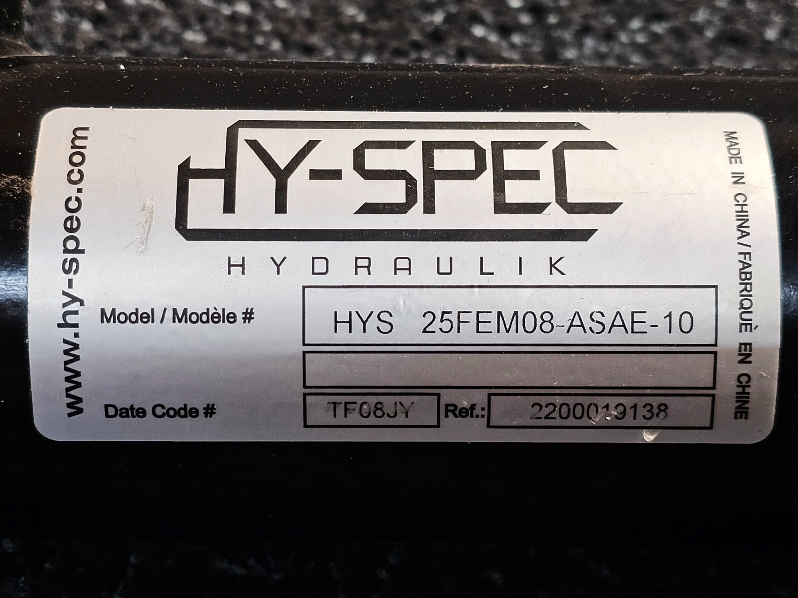 Hy-Spec 25FEM08-ASAE-10 Hydraulic Welded Cylinder 2.5″ Bore x 8″ Stroke