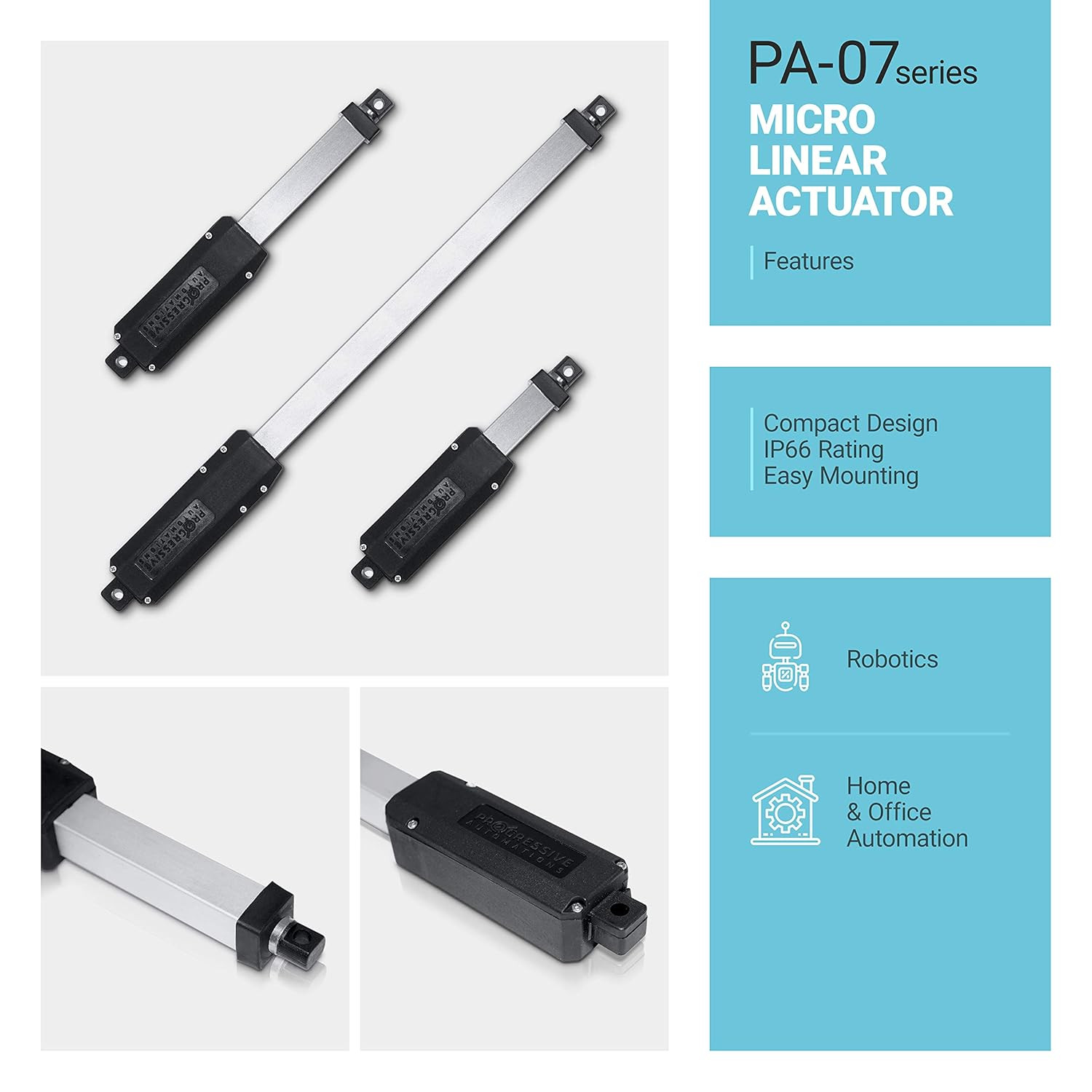 12V Micro Linear Electric Actuator – 2 Inches, 5 Lbs Force with Brushed DC Motor