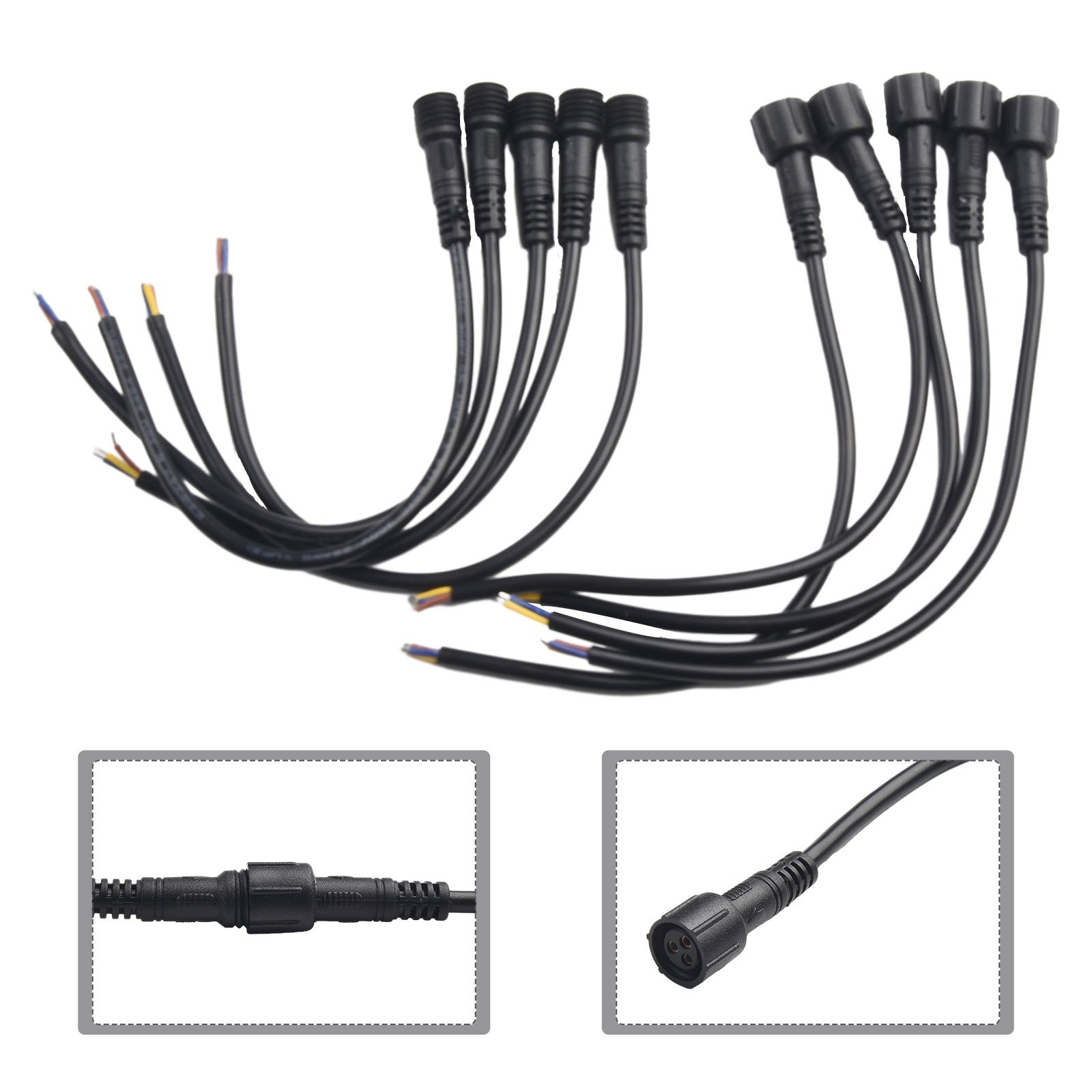 5 Pairs IP65-Waterproof 2/3-Pin 22AWG Wire LED Male And Female Cable Connector