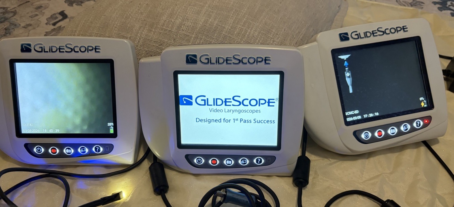 3x GlideScope Monitors w/ Camera Probe Parts/Repair Tested