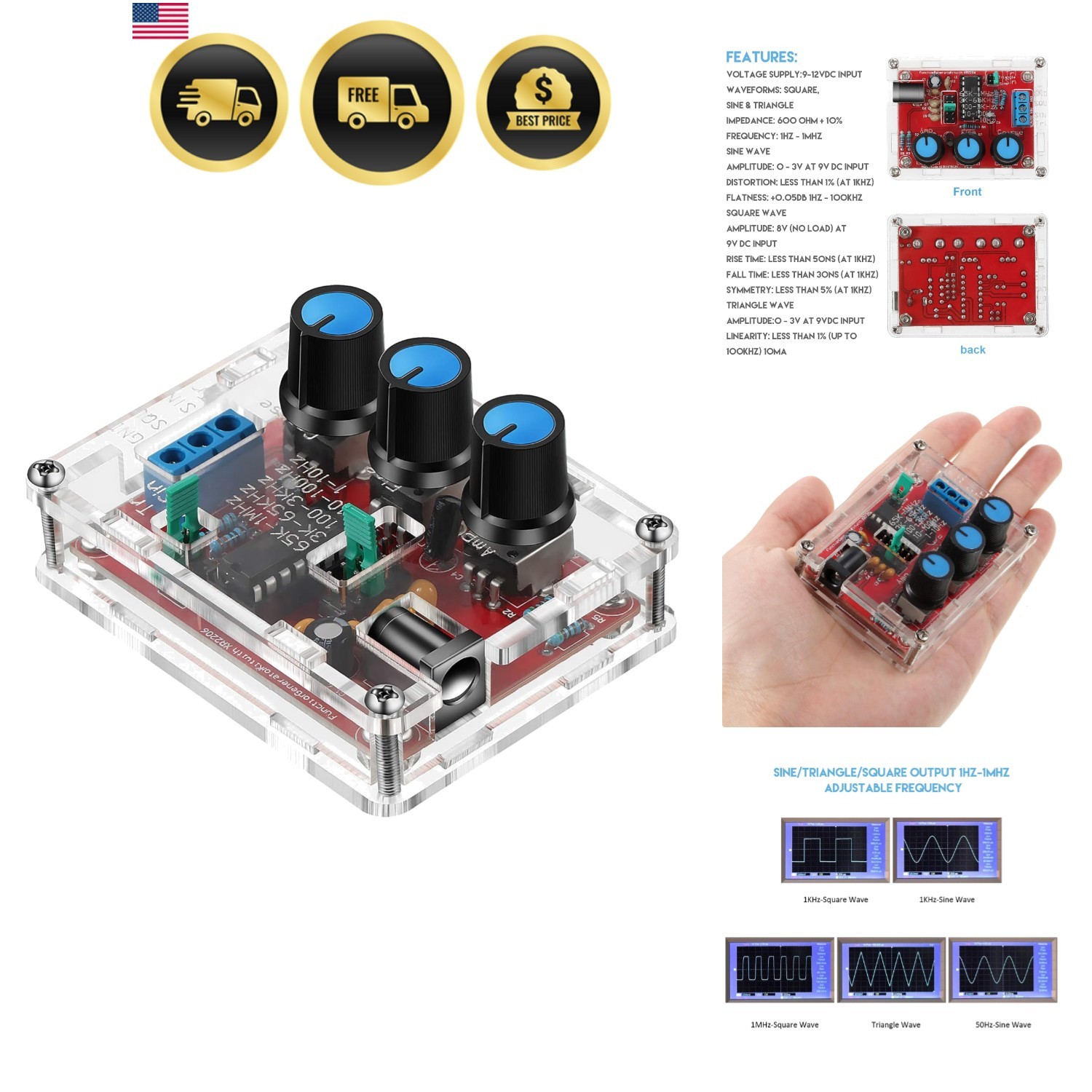 Signal Generator Kit, XR2206 Precise Function Signal Generator Frequency Modu…