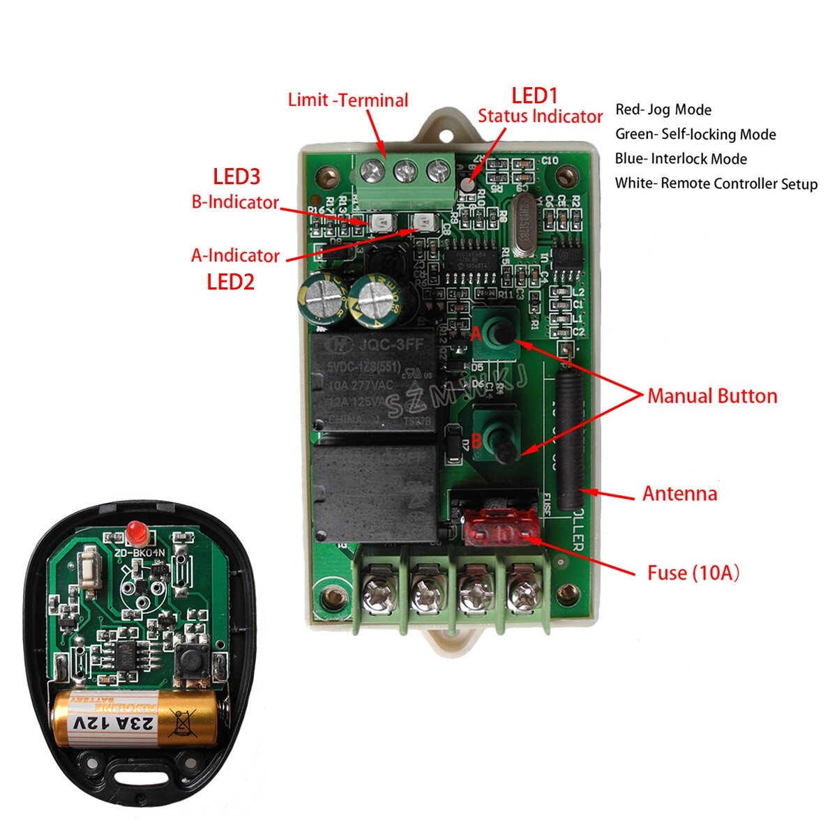 9-30V Wireless Remote Control Kit Linear Actuators DC Motor Controller for Lift