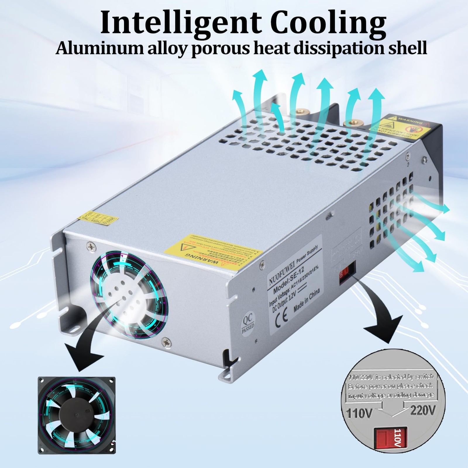 DC 12V 100A 1200W Power Supply 110V AC to 12v DC Converter Power Supply Adapt…
