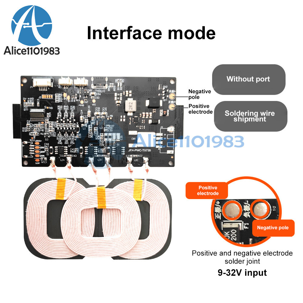 20W Car 3-coil Wireless Fast Charging Transmitter Circuit Board 9-32V