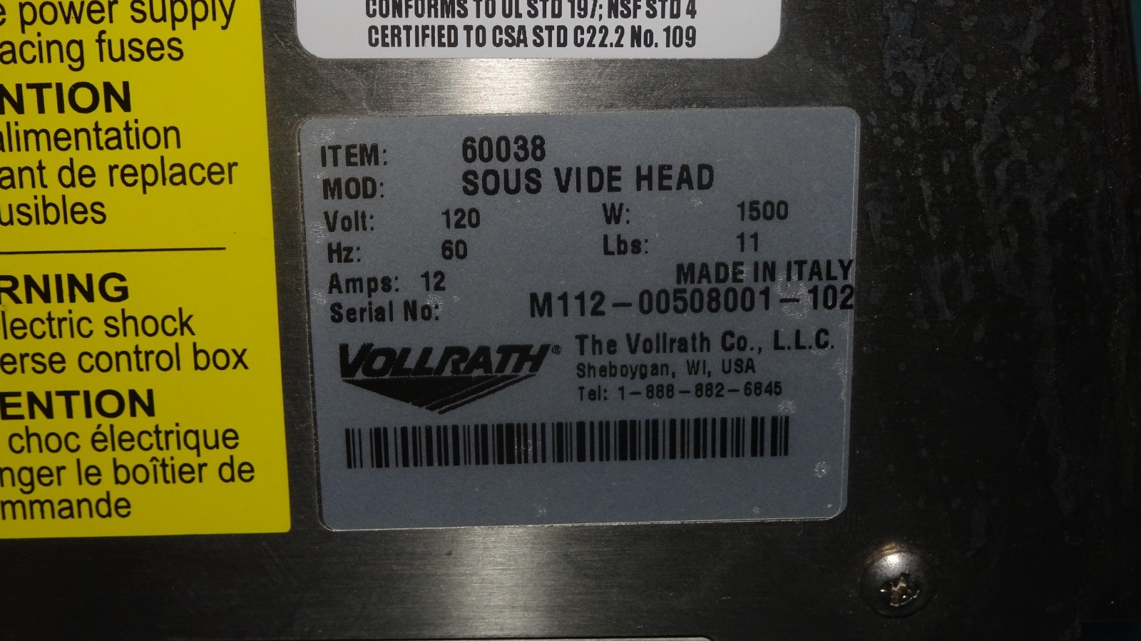 == Vollrath Sous Vide Head 60038 Immersion Circulator