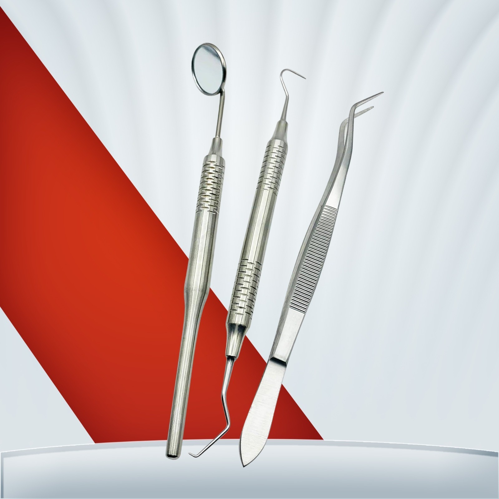 Basic Examination Dental Diagnostic Kit 3 Pcs Thick Soft Grip Premium Handle