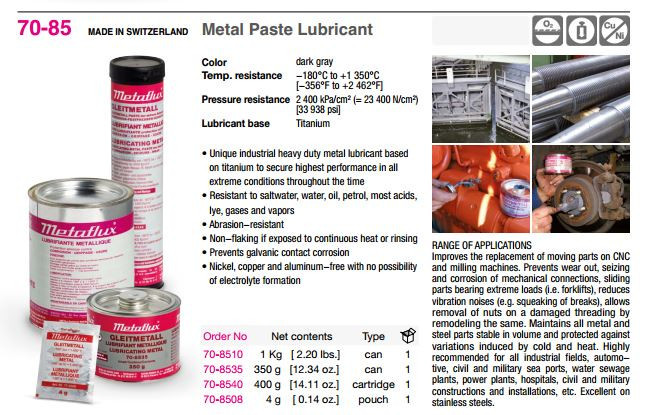 Metaflux 70-8508 Gleitmetall Metal Lubricating Paste 4 gram packet – Qty 1