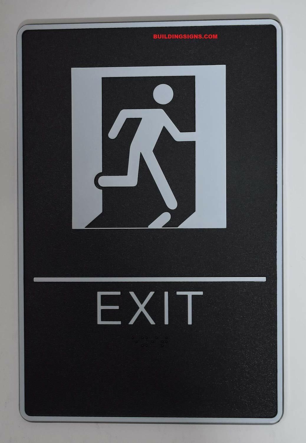 EXIT Sign with Tactile Graphic(Black,6×9)-REF24-1027