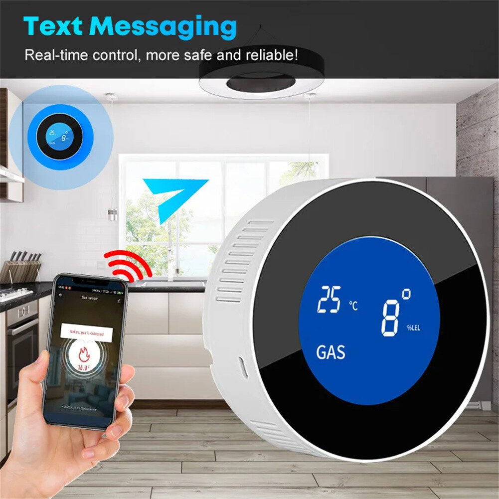 WiFi Smart Natural Gas Leakage Detector Alarm Monitor Digital LCD Gas Sensor