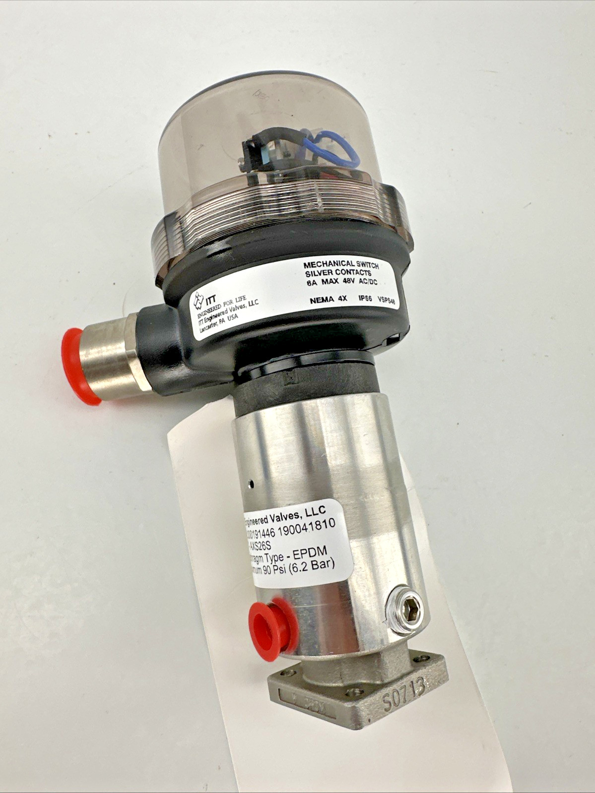ITT Bio-Pure .38” Diaphragm Valve 316L SS Butt Weld EPDM NOS Medical Lab AXS26S