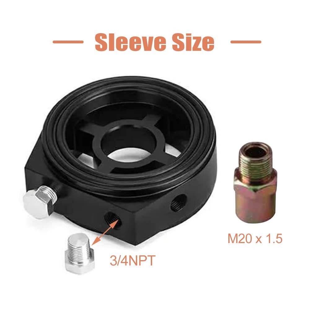 Oil Filter Sandwich Plate Thread Adapter, Universal Aluminum Oil Pressure Tem…