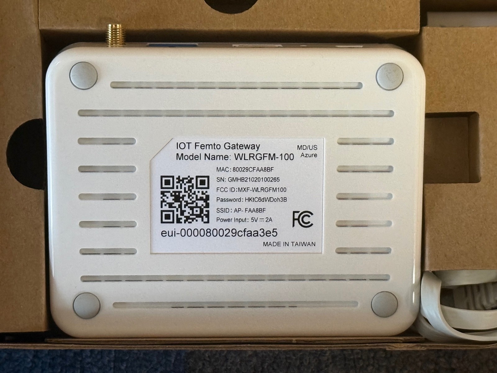 WLRGFM-100 IoT Femto Gateway LoRa Network Gateway w/ Power Adapter & Box